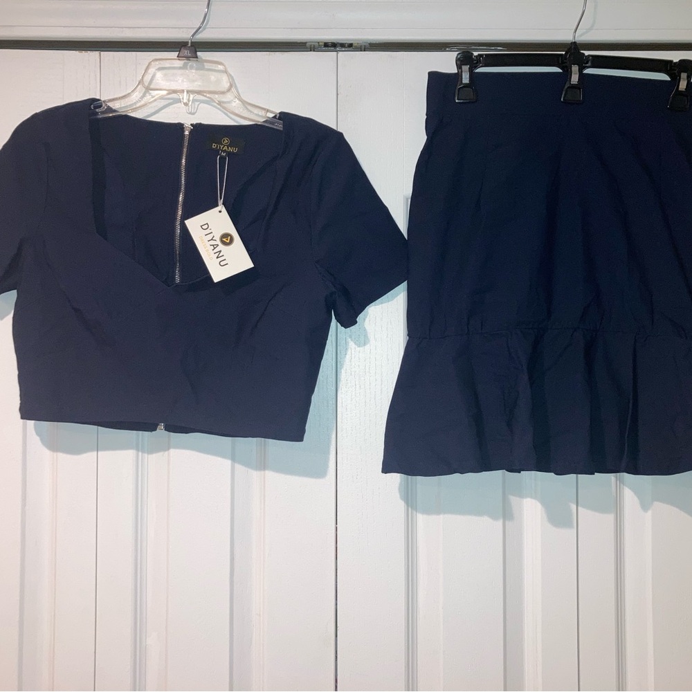 Crop top and skirt Deep Blue set